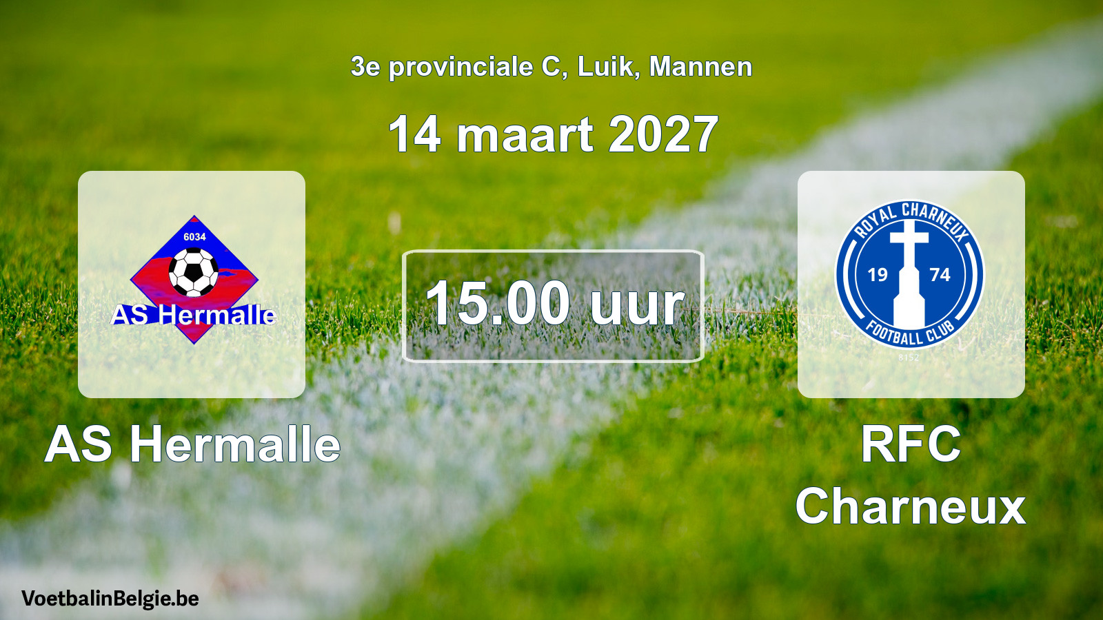 Geplande wedstrijd mannenvoetbal: AS Hermalle - RFC Charneux (14 maart 2027)