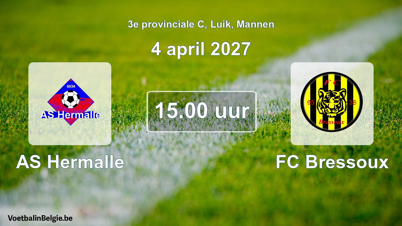Geplande wedstrijd mannenvoetbal: AS Hermalle - FC Bressoux (4 april 2027)