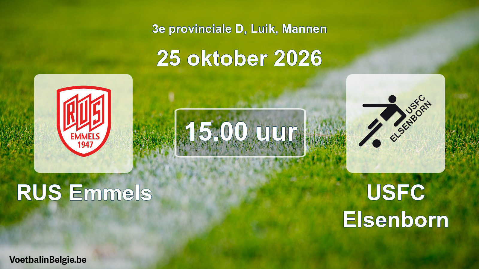 Geplande wedstrijd mannenvoetbal: RUS Emmels - USFC Elsenborn (25 oktober 2026)