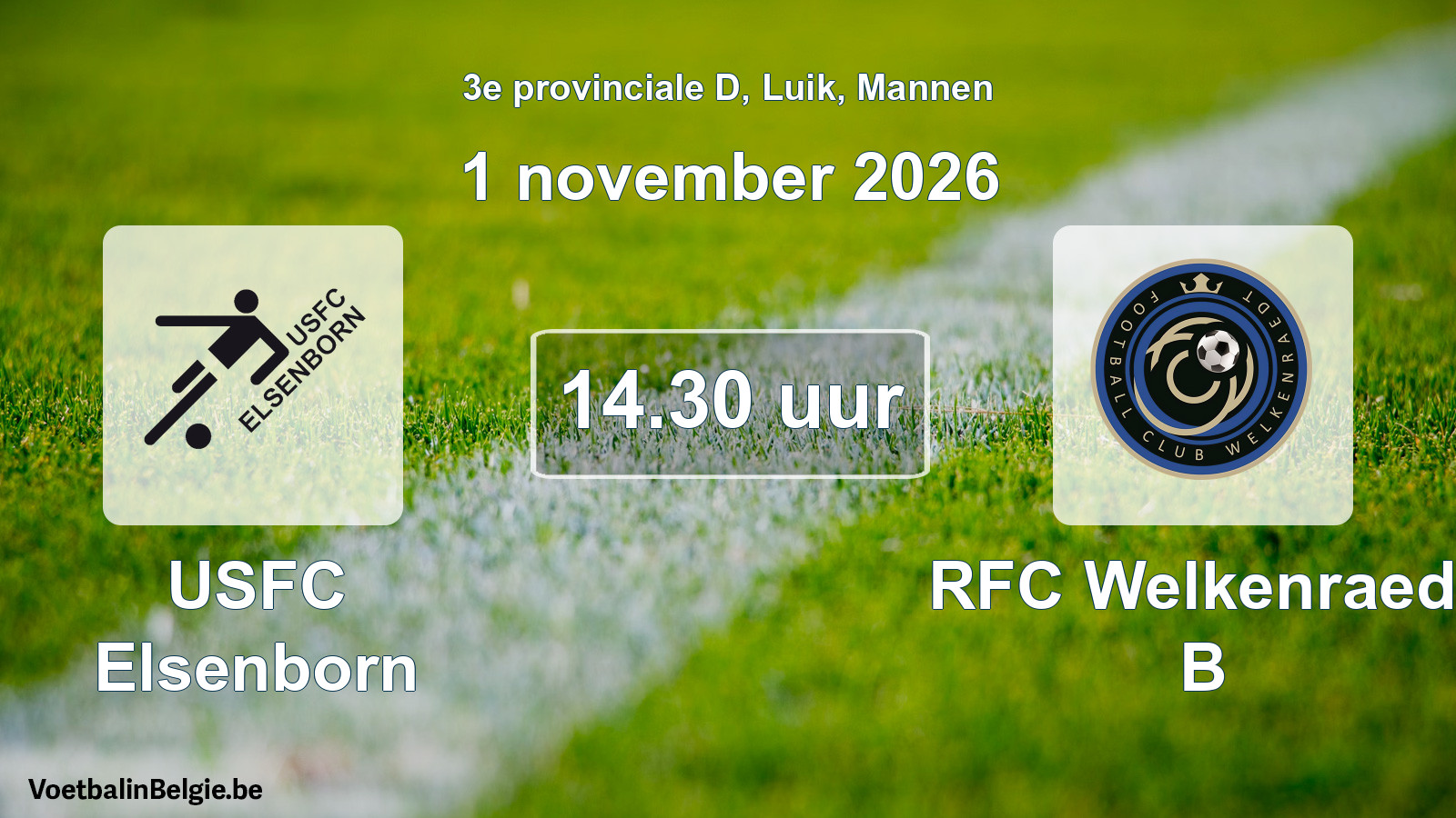 Geplande wedstrijd mannenvoetbal: USFC Elsenborn - RFC Welkenraedt B (1 november 2026)