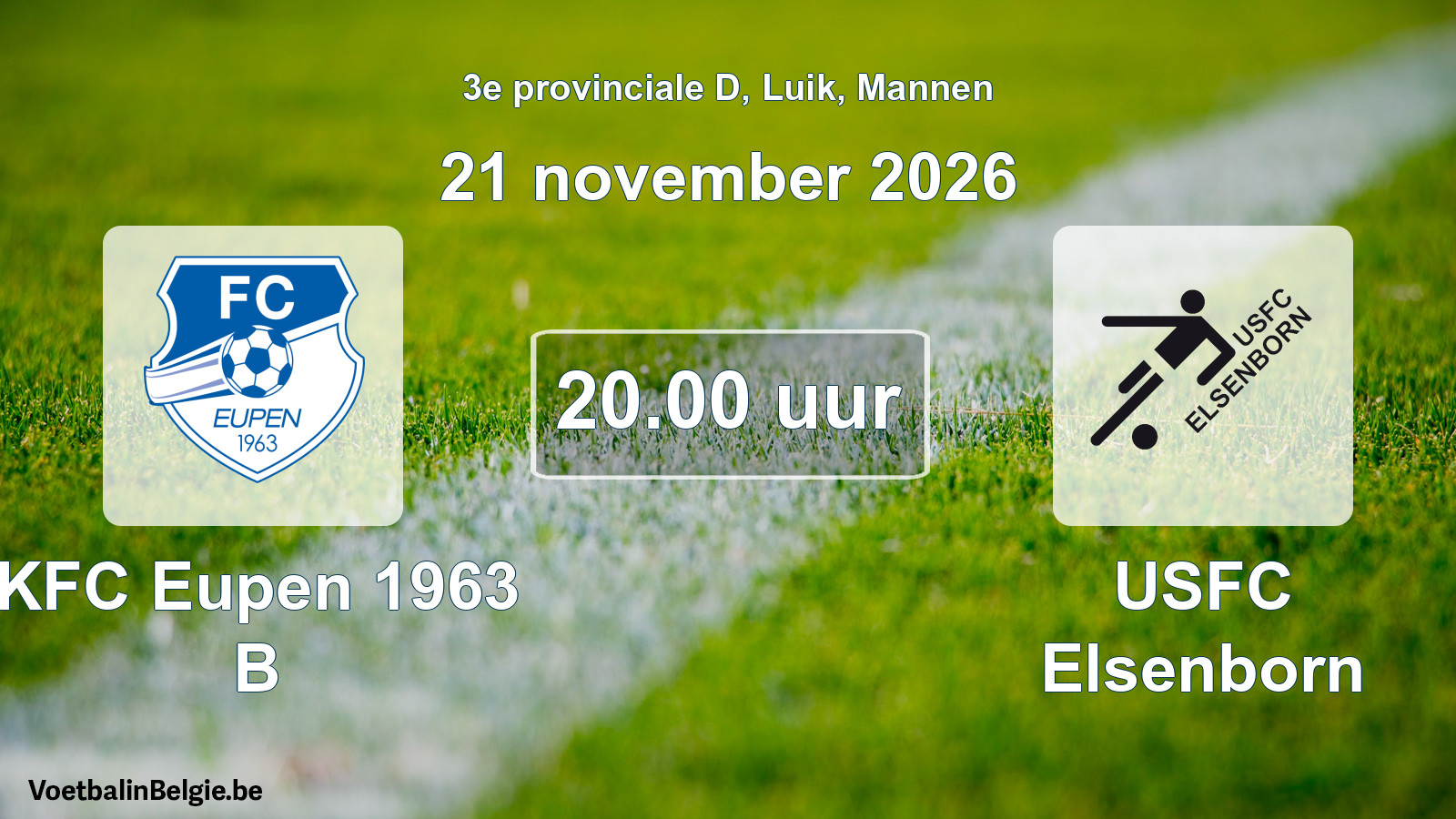 Geplande wedstrijd mannenvoetbal: KFC Eupen 1963 B - USFC Elsenborn (21 november 2026)