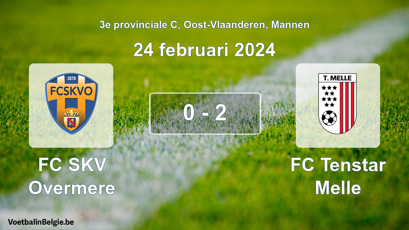 Gespeelde wedstrijd mannenvoetbal: FC SKV Overmere - FC Tenstar Melle 0 - 2 (24 februari 2024)