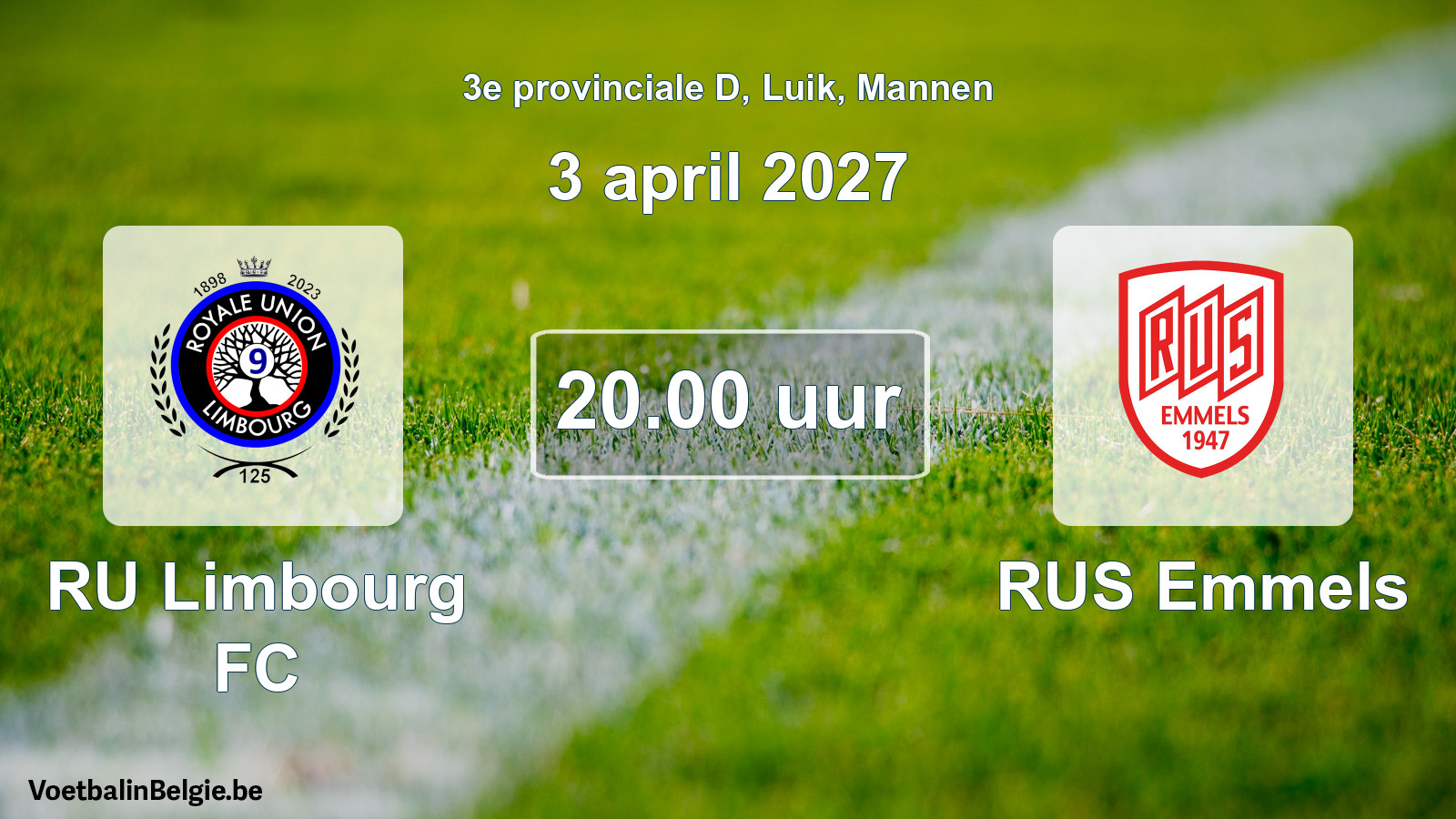 Geplande wedstrijd mannenvoetbal: RU Limbourg FC - RUS Emmels (3 april 2027)