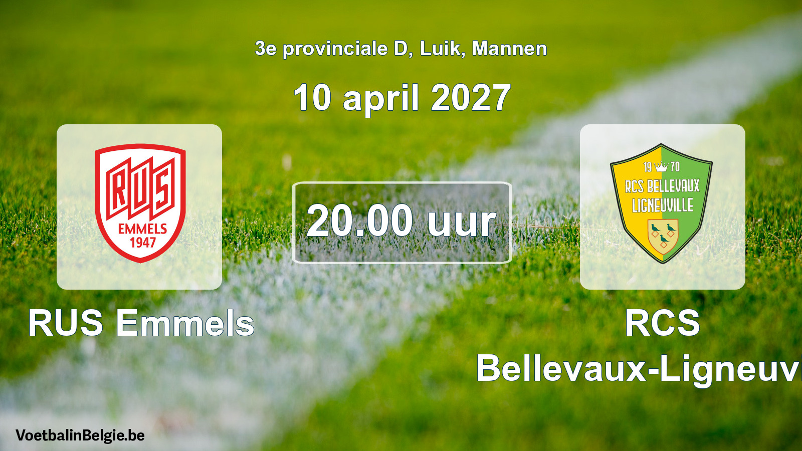 Geplande wedstrijd mannenvoetbal: RUS Emmels - RCS Bellevaux-Ligneuville (10 april 2027)