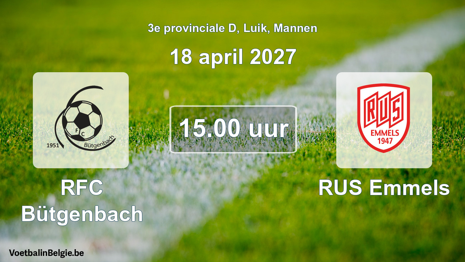 Scheduled match men football: RFC Bütgenbach - RUS Emmels (18 April 2027)