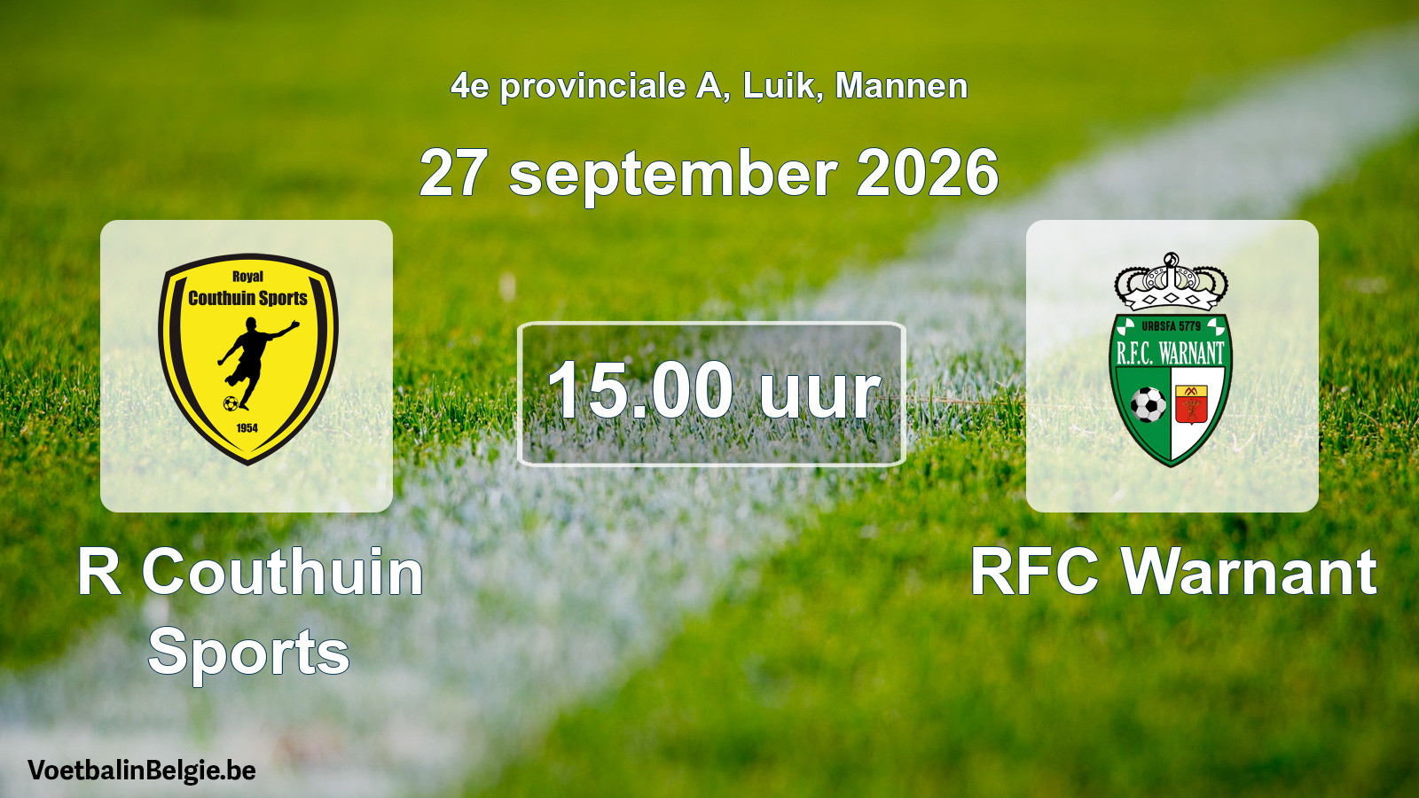 Geplande wedstrijd mannenvoetbal: R Couthuin Sports - RFC Warnant (27 september 2026)