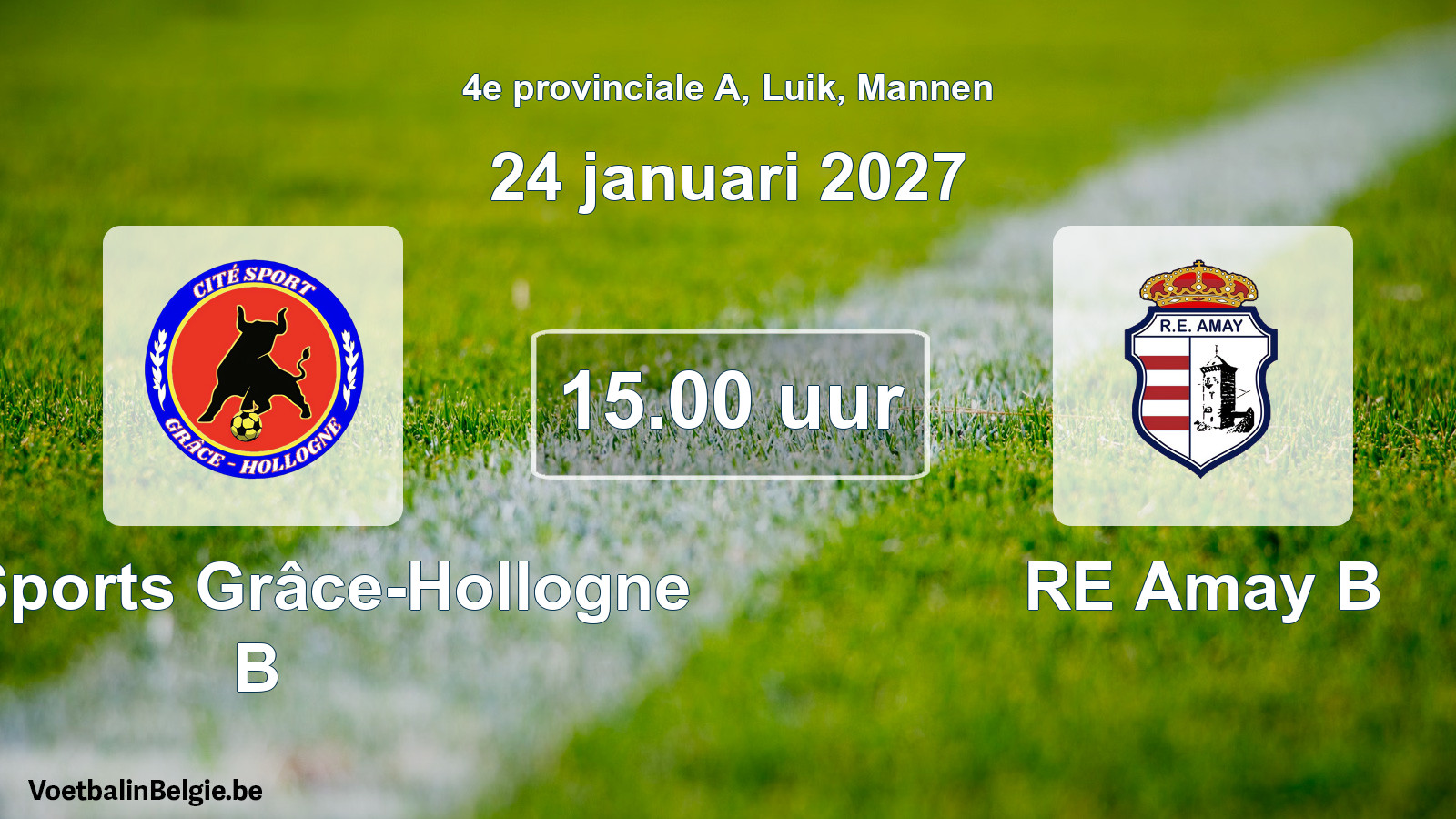 Geplande wedstrijd mannenvoetbal: Cité Sports Grâce-Hollogne B - RE Amay B (24 januari 2027)