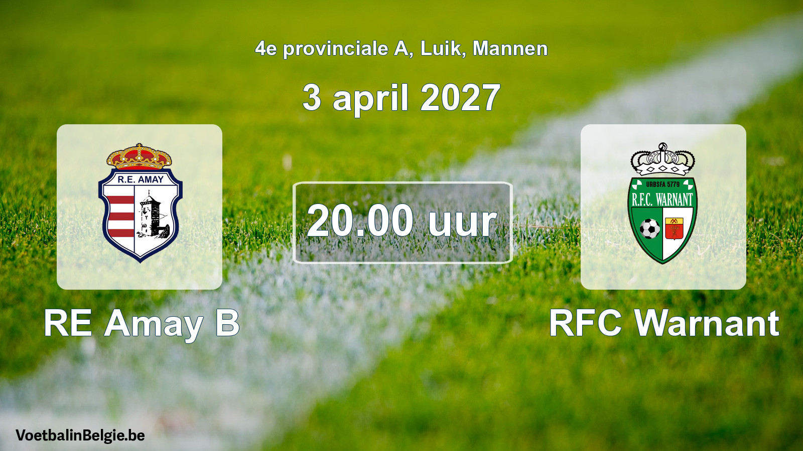 Geplande wedstrijd mannenvoetbal: RE Amay B - RFC Warnant (3 april 2027)