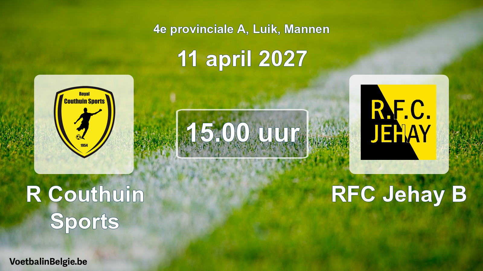 Geplande wedstrijd mannenvoetbal: R Couthuin Sports - RFC Jehay B (11 april 2027)