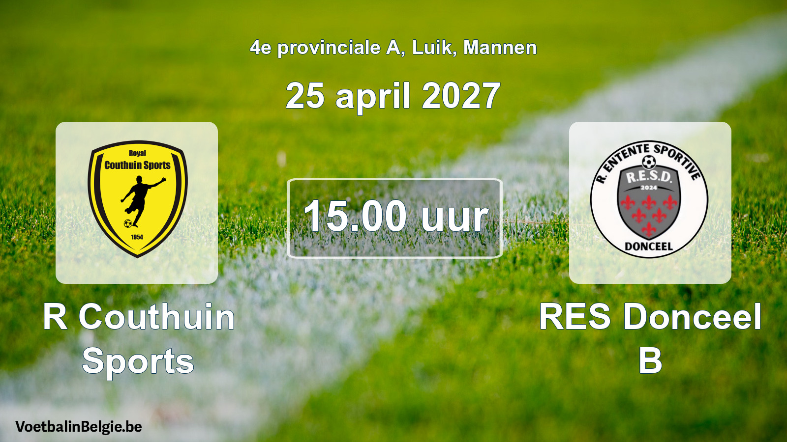 Geplande wedstrijd mannenvoetbal: R Couthuin Sports - RES Donceel B (25 april 2027)