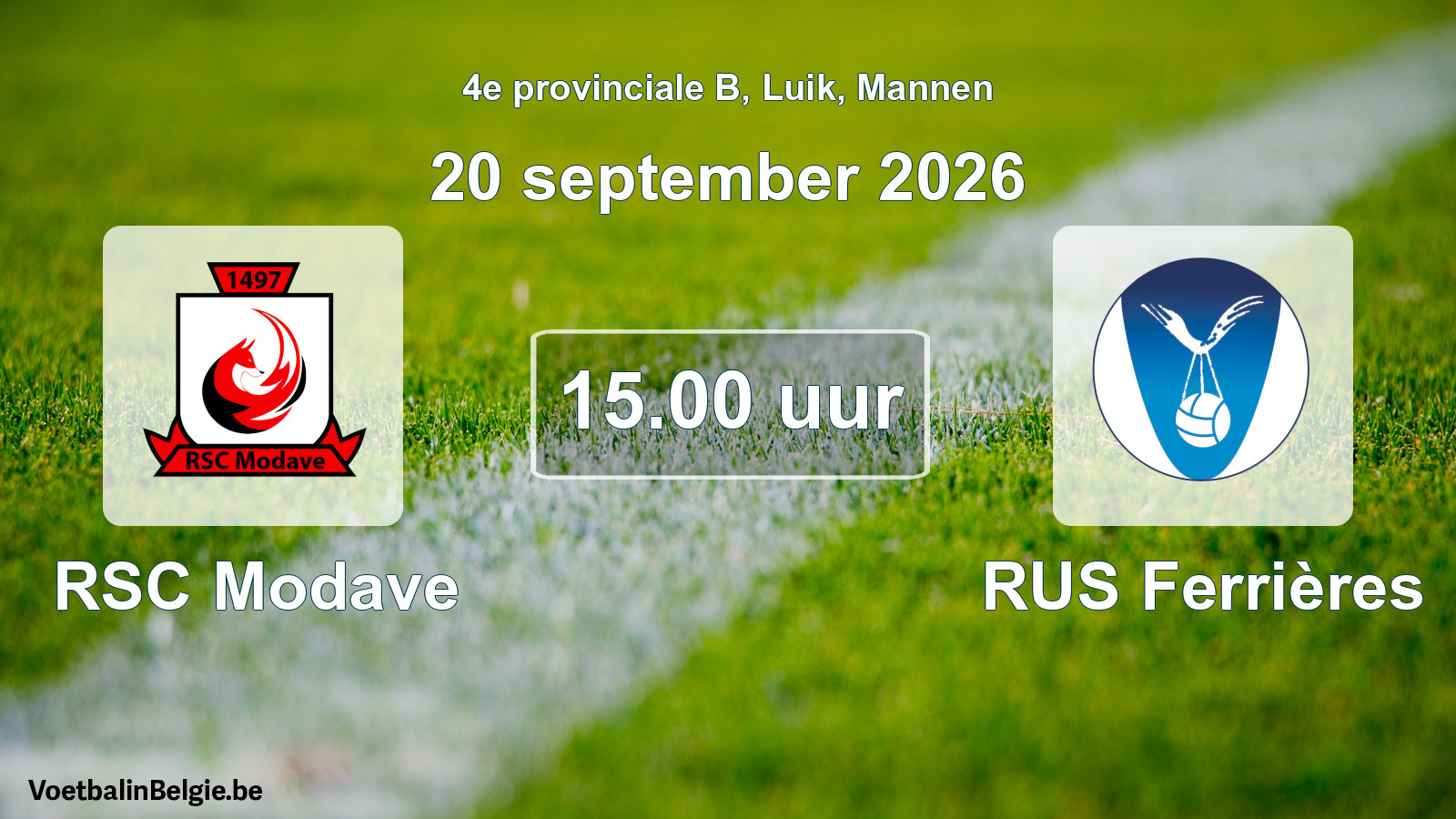 Geplande wedstrijd mannenvoetbal: RSC Modave - RUS Ferrières (20 september 2026)