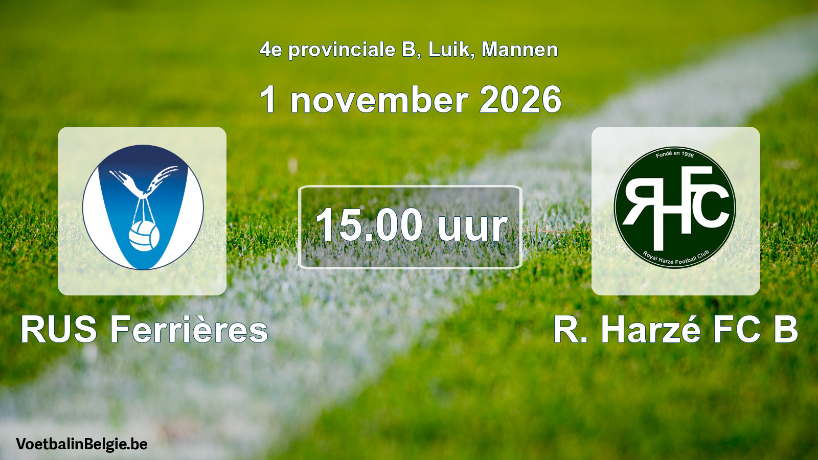 Geplande wedstrijd mannenvoetbal: RUS Ferrières - R. Harzé FC B (1 november 2026)