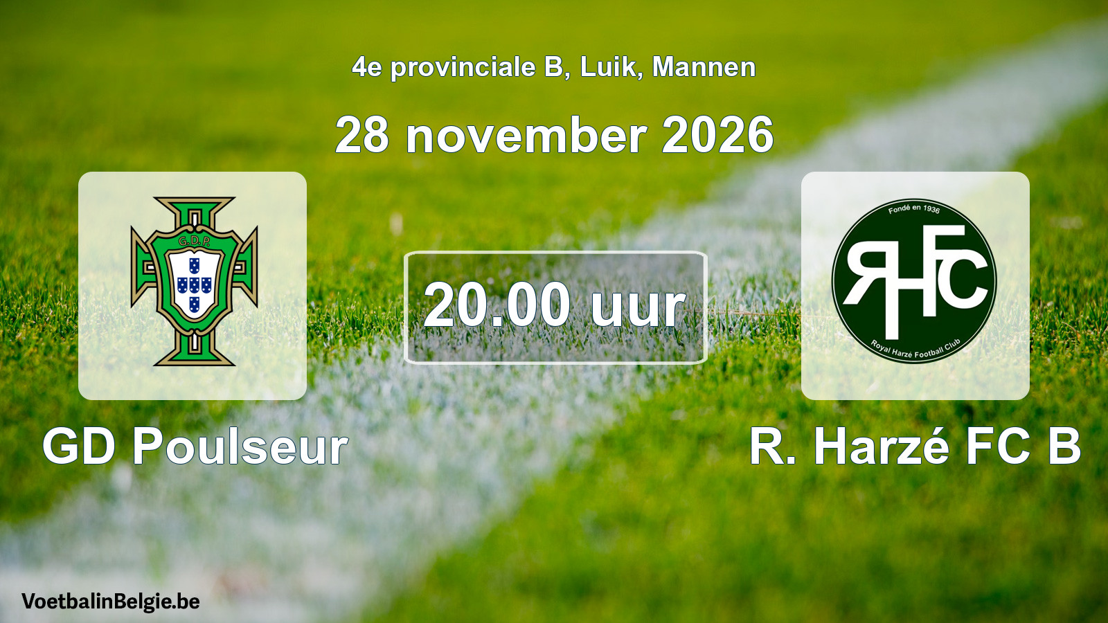 Geplande wedstrijd mannenvoetbal: GD Poulseur - R. Harzé FC B (28 november 2026)