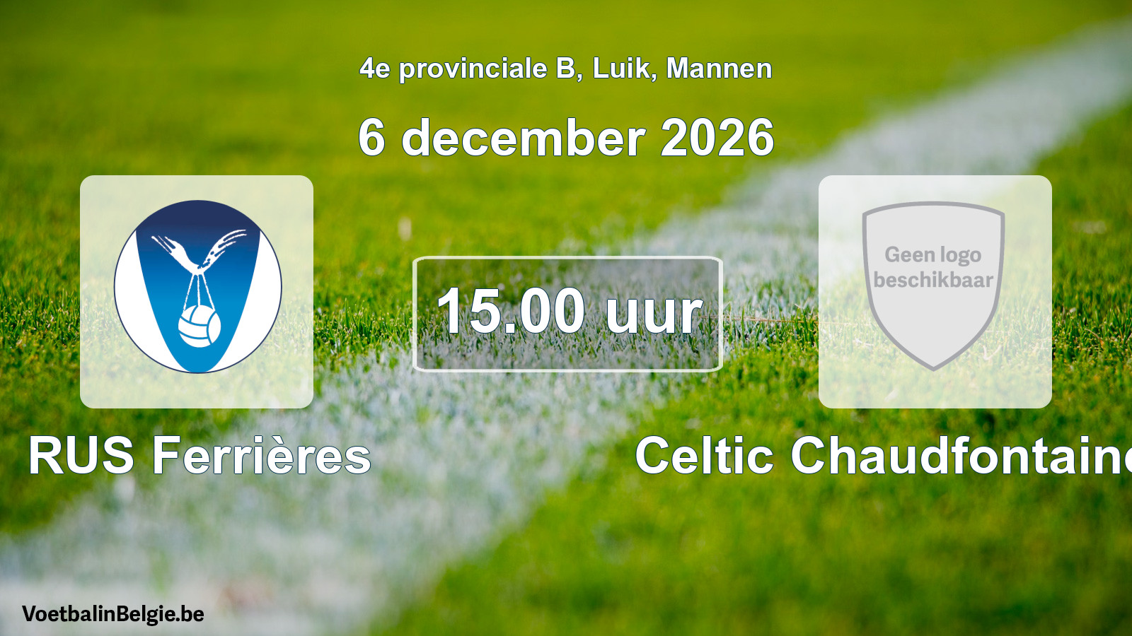 Geplande wedstrijd mannenvoetbal: RUS Ferrières - Celtic Chaudfontaine FC (6 december 2026)
