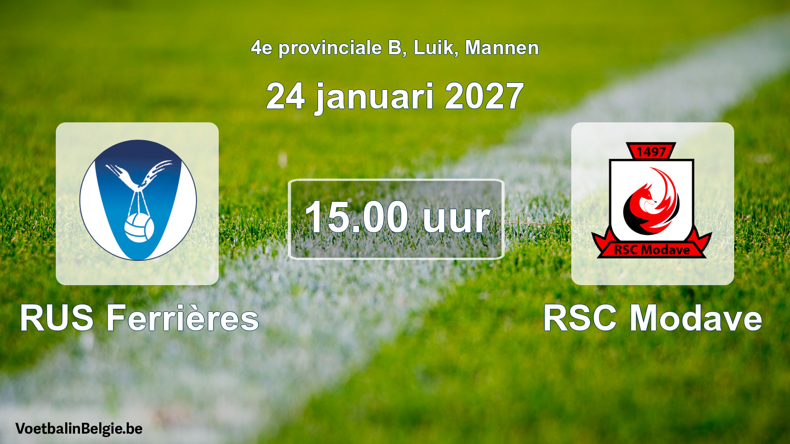 Geplande wedstrijd mannenvoetbal: RUS Ferrières - RSC Modave (24 januari 2027)