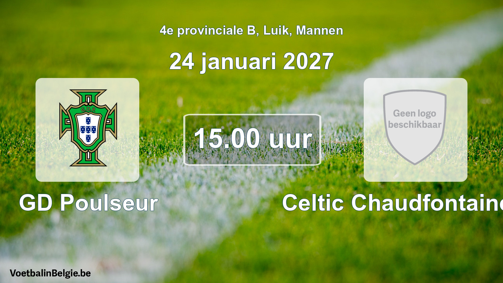 Geplande wedstrijd mannenvoetbal: GD Poulseur - Celtic Chaudfontaine FC (24 januari 2027)