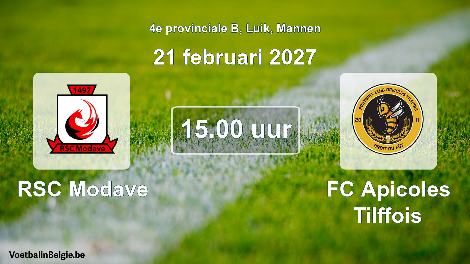 Geplande wedstrijd mannenvoetbal: RSC Modave - FC Apicoles Tilffois (21 februari 2027)