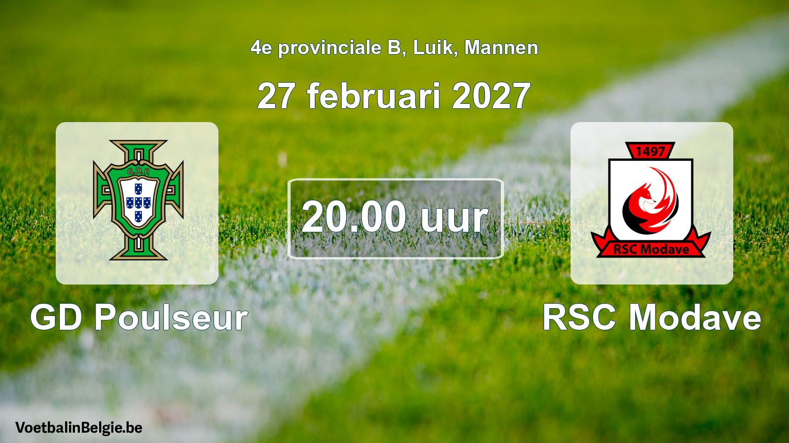Geplande wedstrijd mannenvoetbal: GD Poulseur - RSC Modave (27 februari 2027)