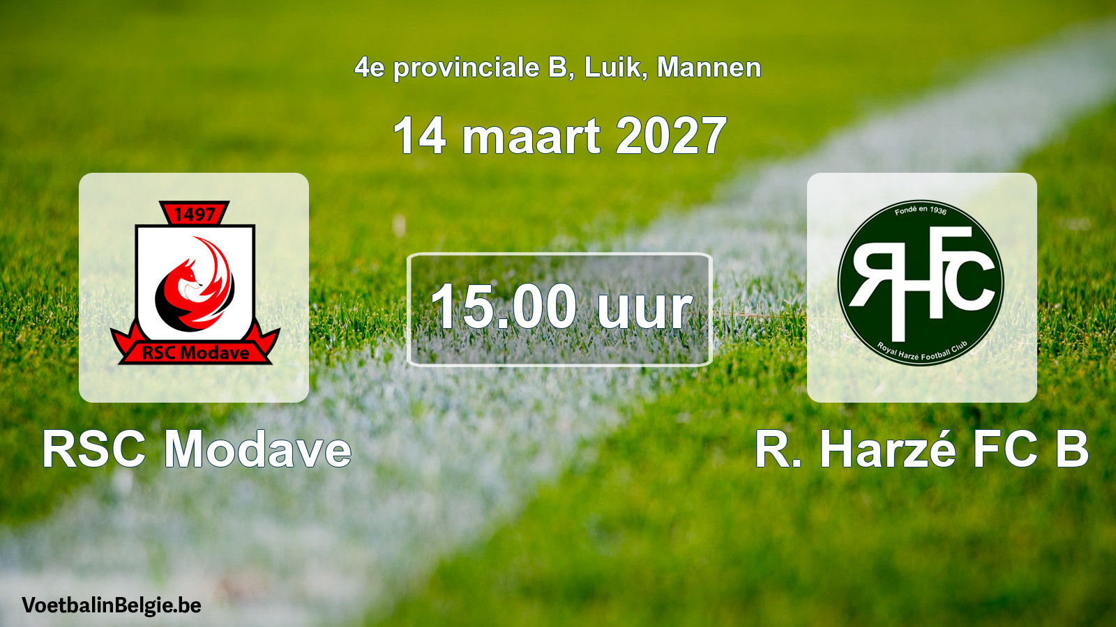 Geplande wedstrijd mannenvoetbal: RSC Modave - R. Harzé FC B (14 maart 2027)