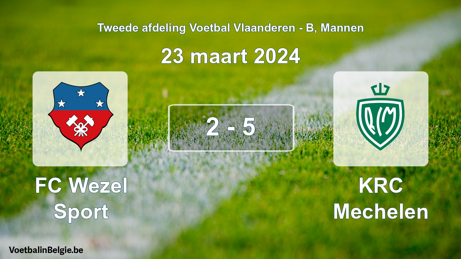Gespeelde wedstrijd mannenvoetbal: FC Wezel Sport - KRC Mechelen 2 - 5 (23 maart 2024)