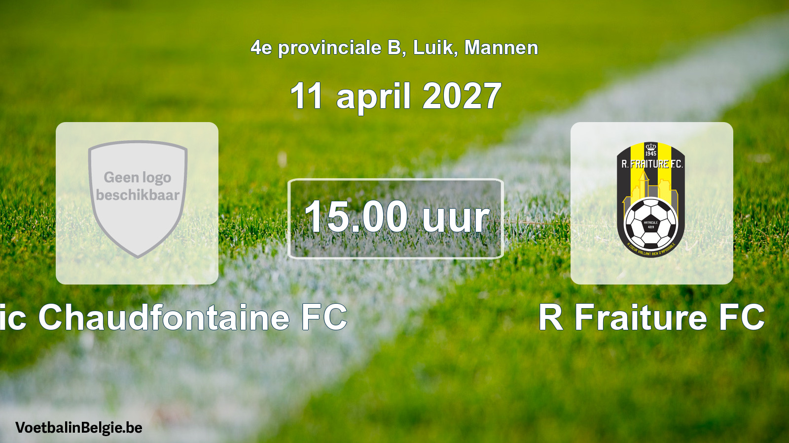 Geplande wedstrijd mannenvoetbal: Celtic Chaudfontaine FC - R Fraiture FC (11 april 2027)
