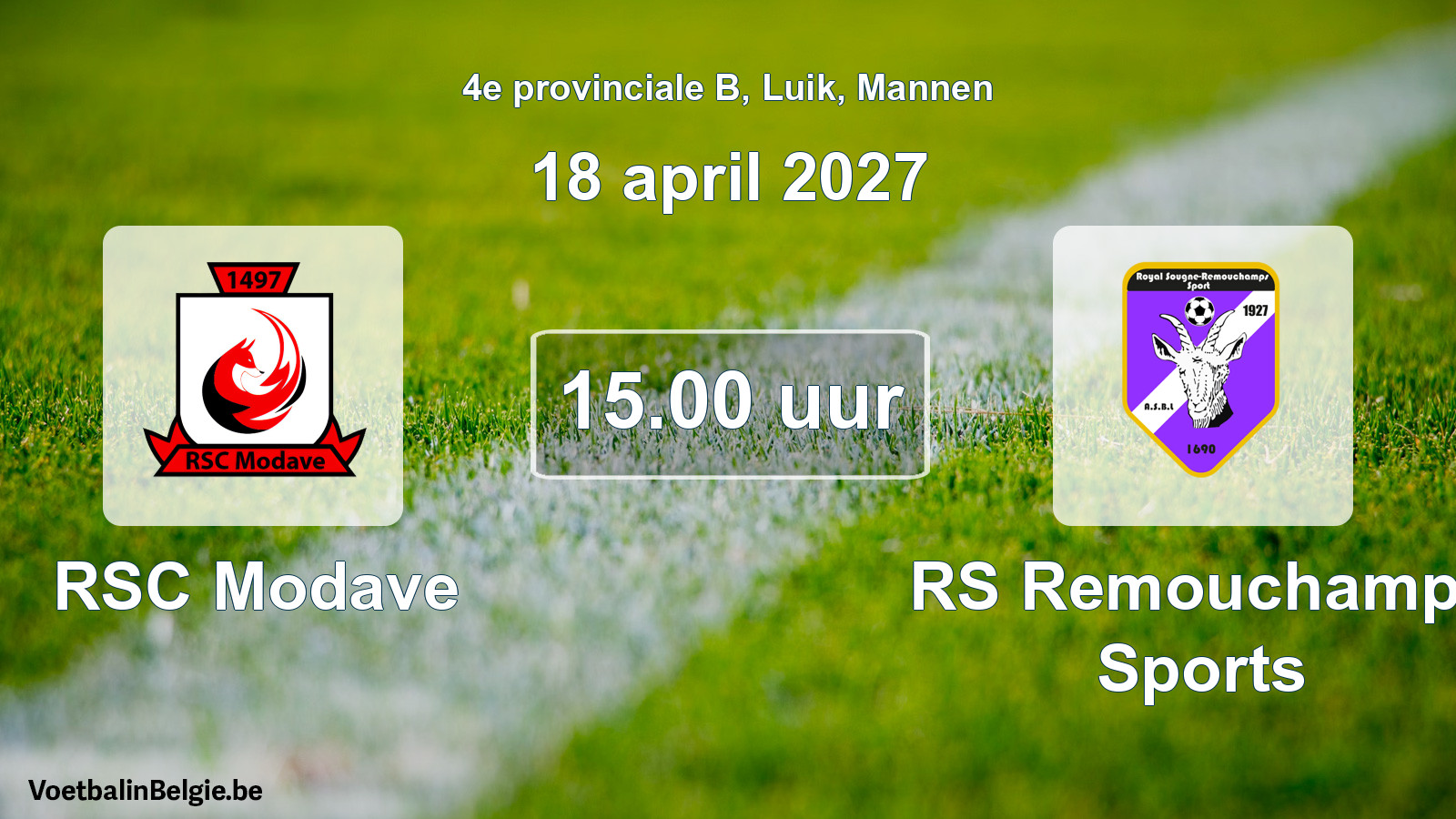 Geplande wedstrijd mannenvoetbal: RSC Modave - RS Remouchamps Sports (18 april 2027)