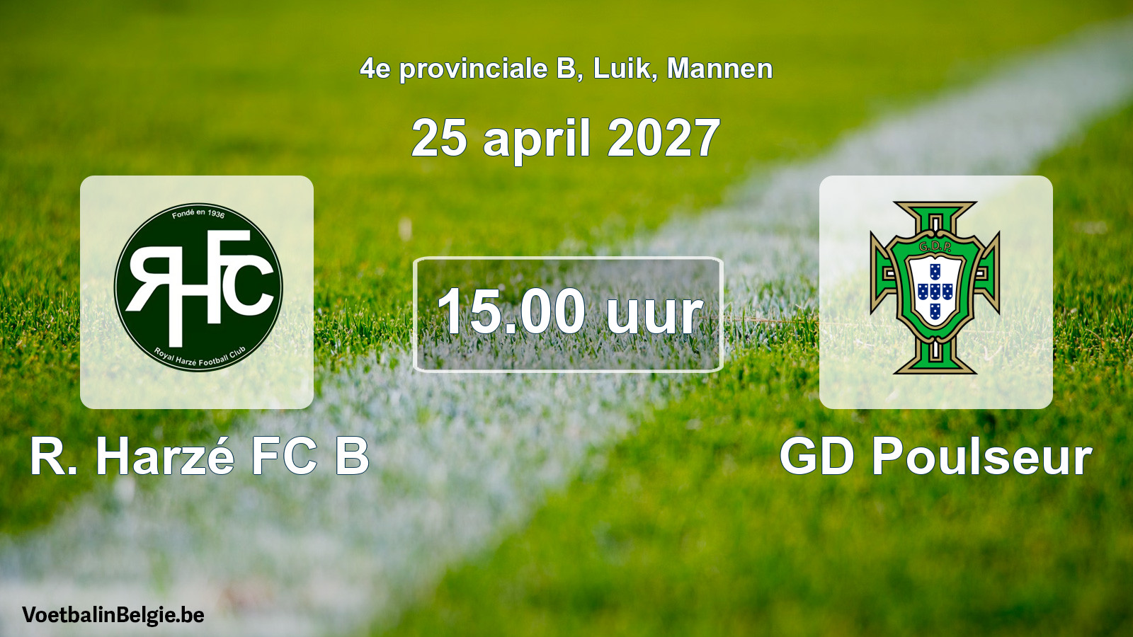 Geplande wedstrijd mannenvoetbal: R. Harzé FC B - GD Poulseur (25 april 2027)
