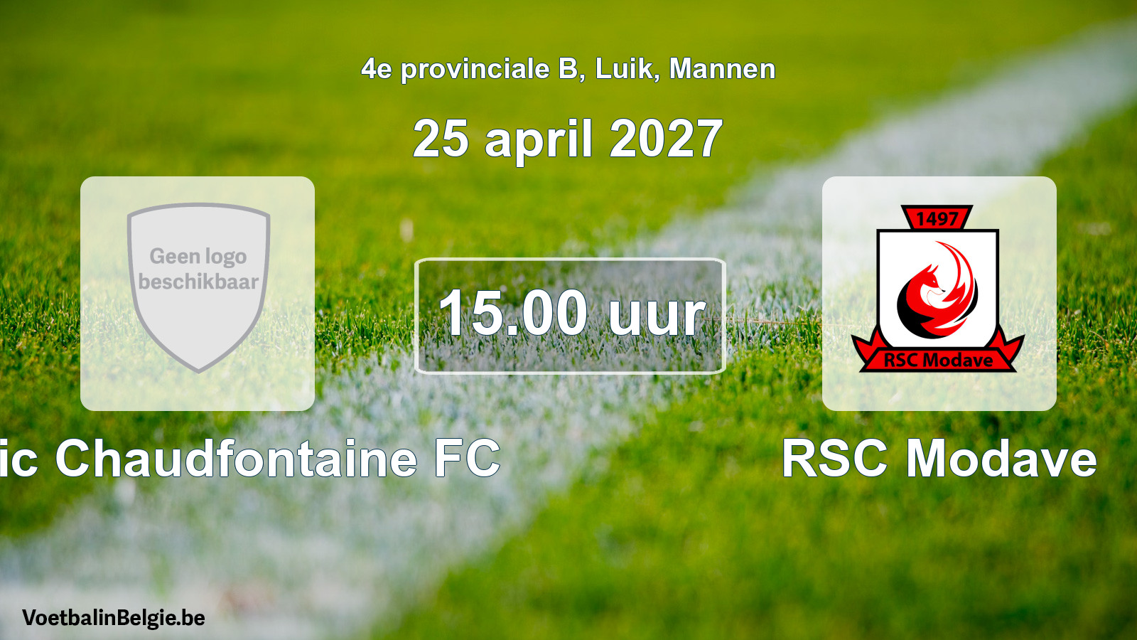 Geplande wedstrijd mannenvoetbal: Celtic Chaudfontaine FC - RSC Modave (25 april 2027)