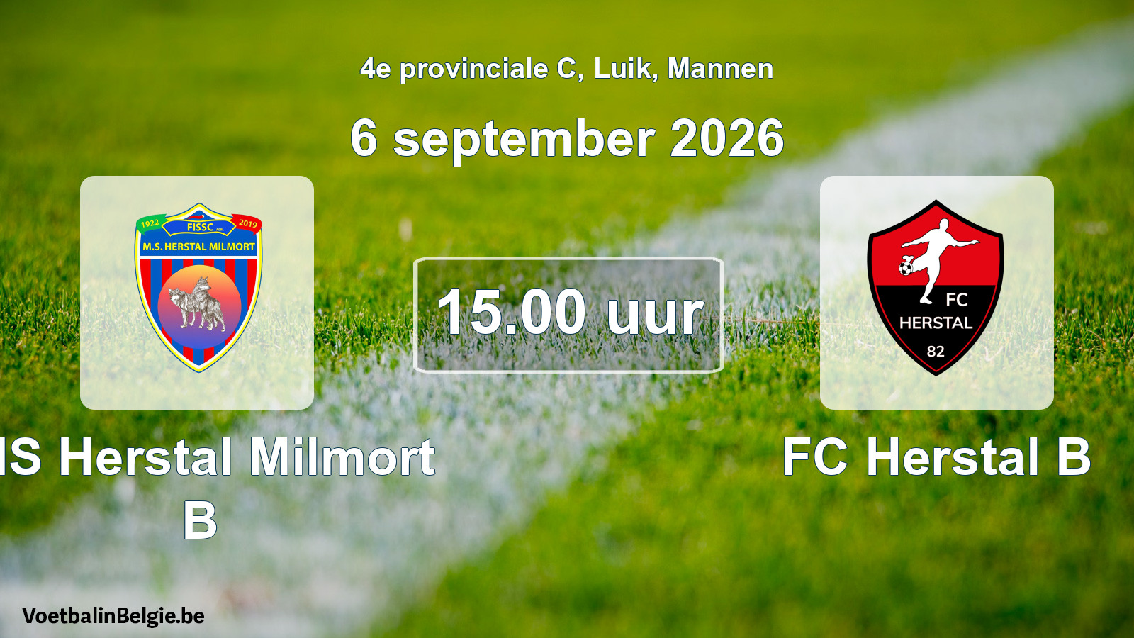 Geplande wedstrijd mannenvoetbal: MS Herstal Milmort B - FC Herstal B (6 september 2026)