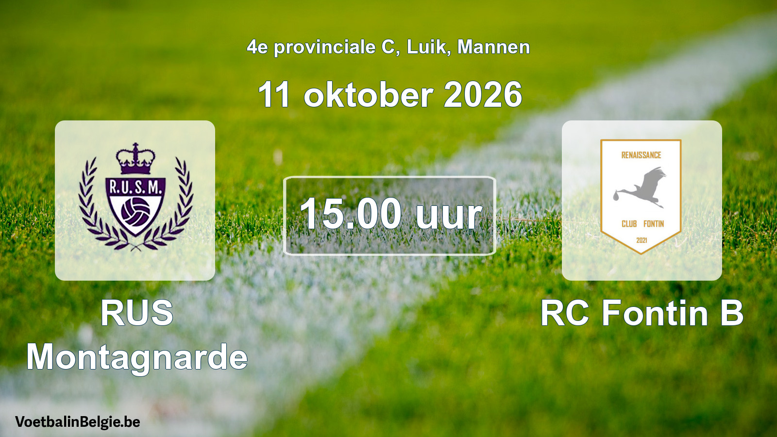 Geplande wedstrijd mannenvoetbal: RUS Montagnarde - RC Fontin B (11 oktober 2026)