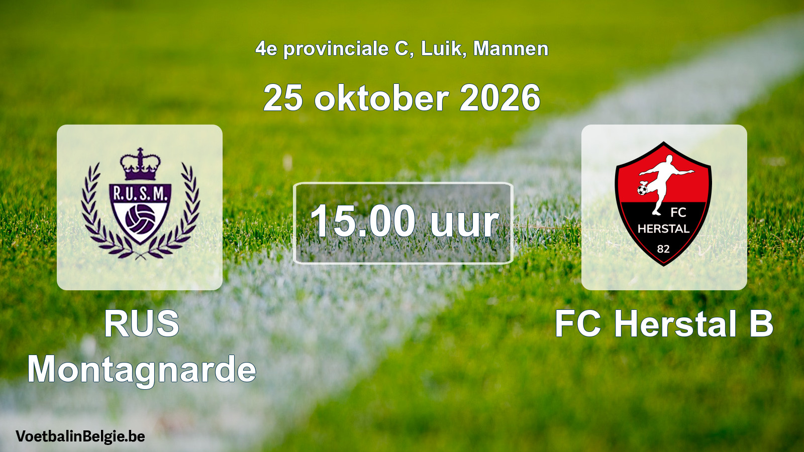Geplande wedstrijd mannenvoetbal: RUS Montagnarde - FC Herstal B (25 oktober 2026)