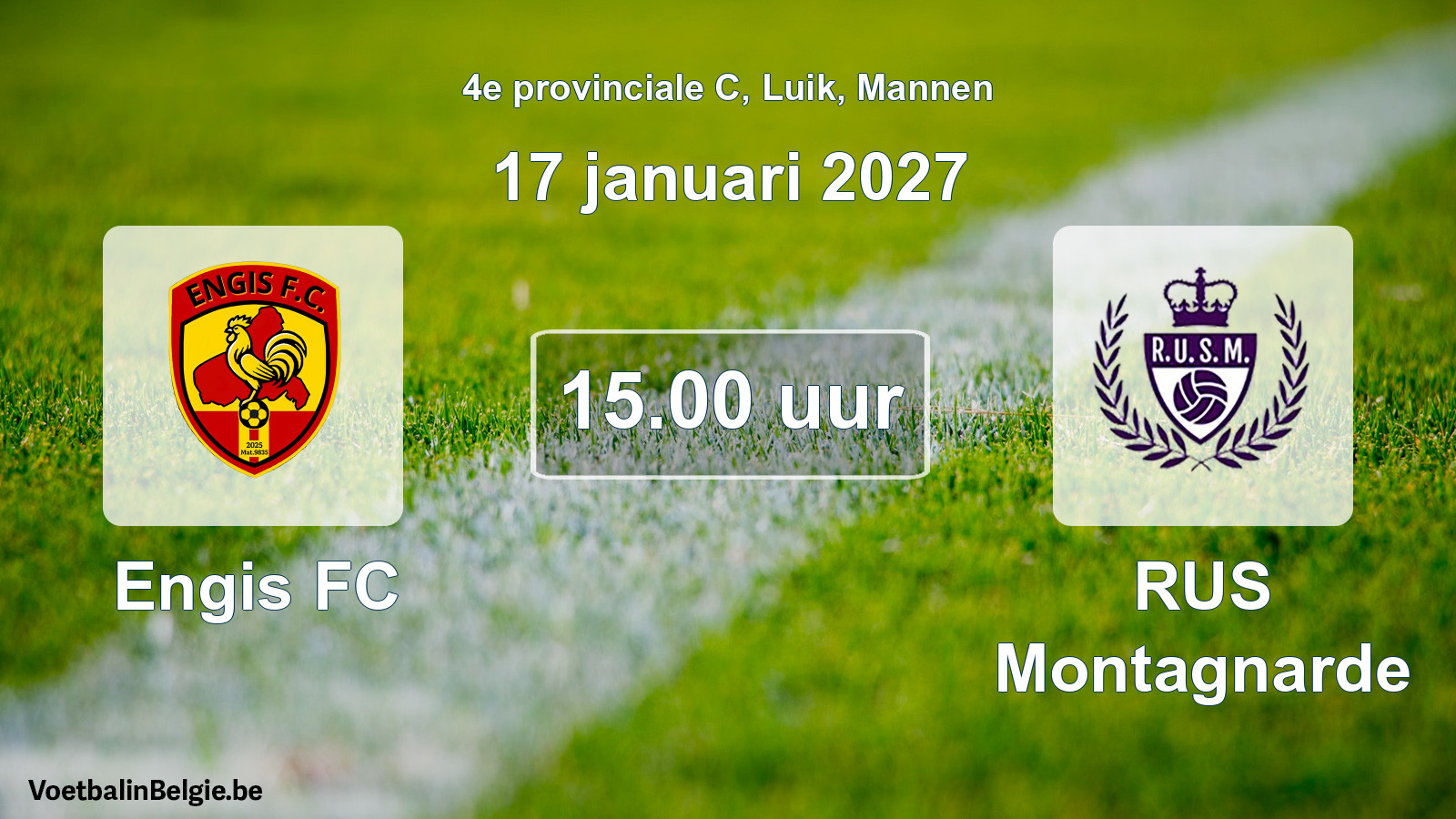 Geplande wedstrijd mannenvoetbal: Engis FC - RUS Montagnarde (17 januari 2027)
