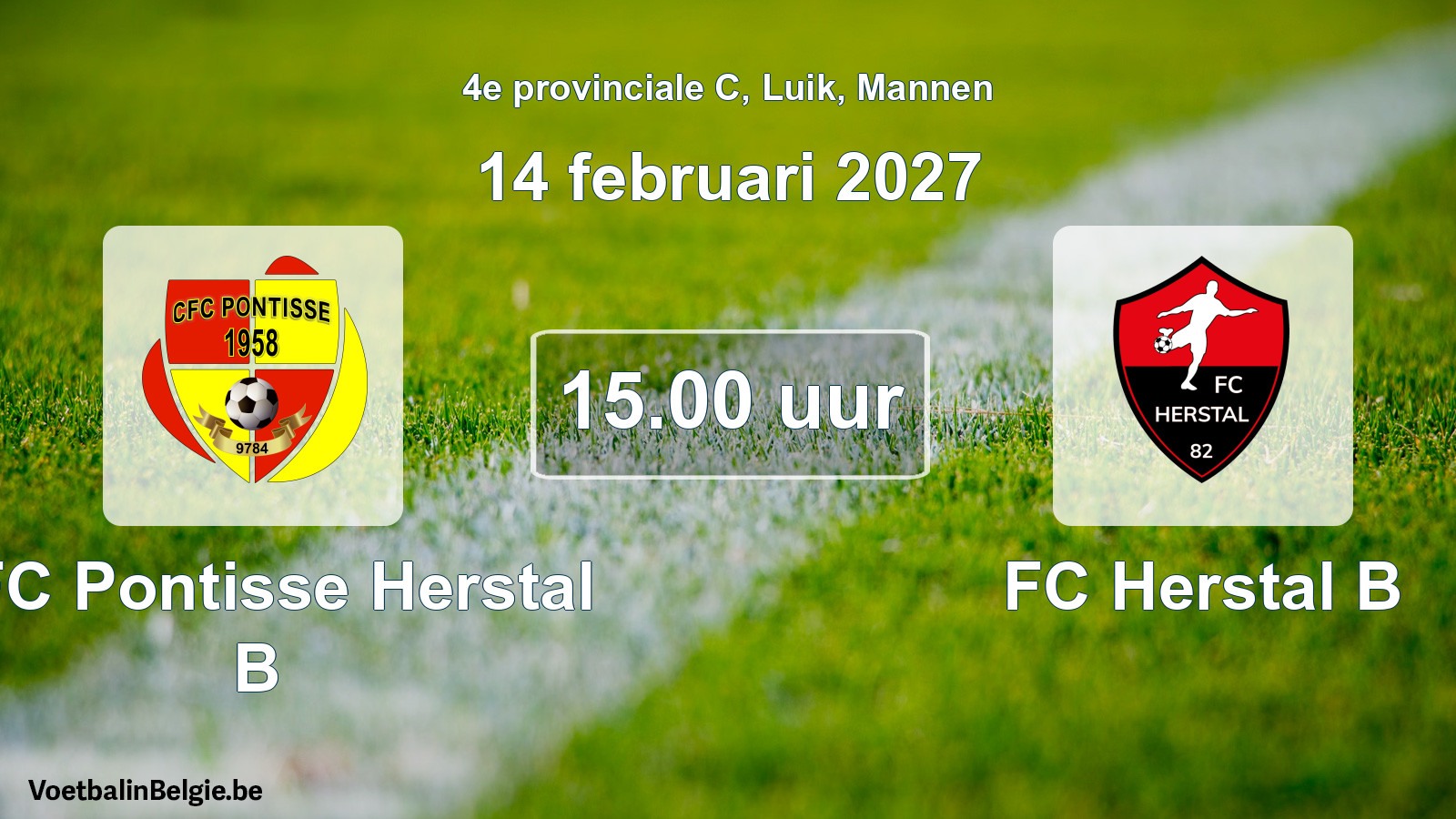 Geplande wedstrijd mannenvoetbal: CFC Pontisse Herstal B - FC Herstal B (14 februari 2027)