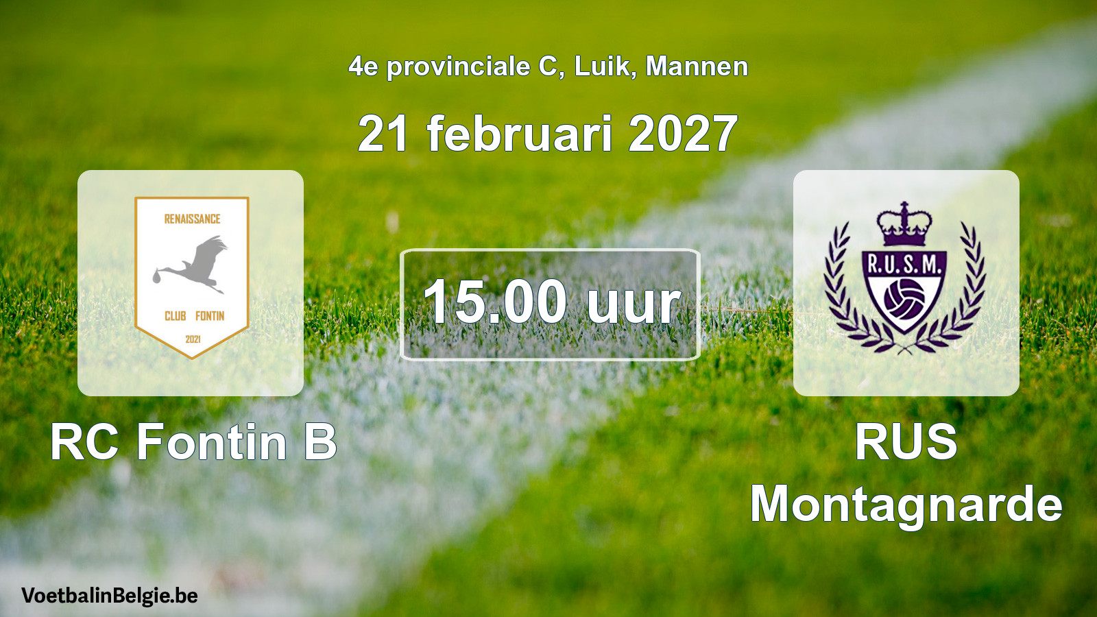 Geplande wedstrijd mannenvoetbal: RC Fontin B - RUS Montagnarde (21 februari 2027)