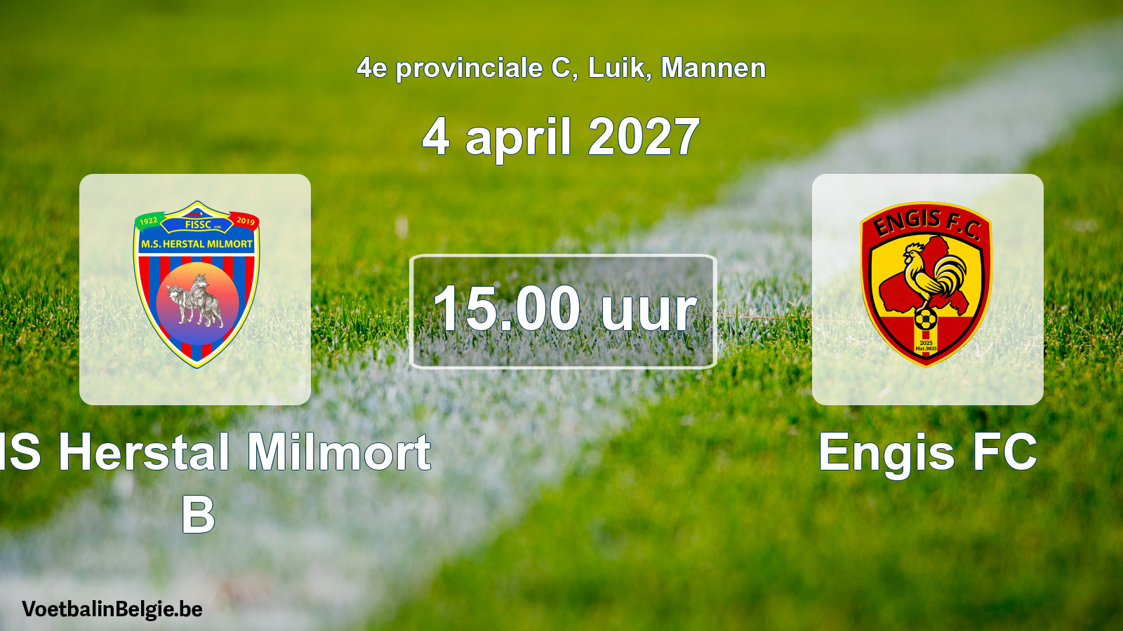 Geplande wedstrijd mannenvoetbal: MS Herstal Milmort B - Engis FC (4 april 2027)