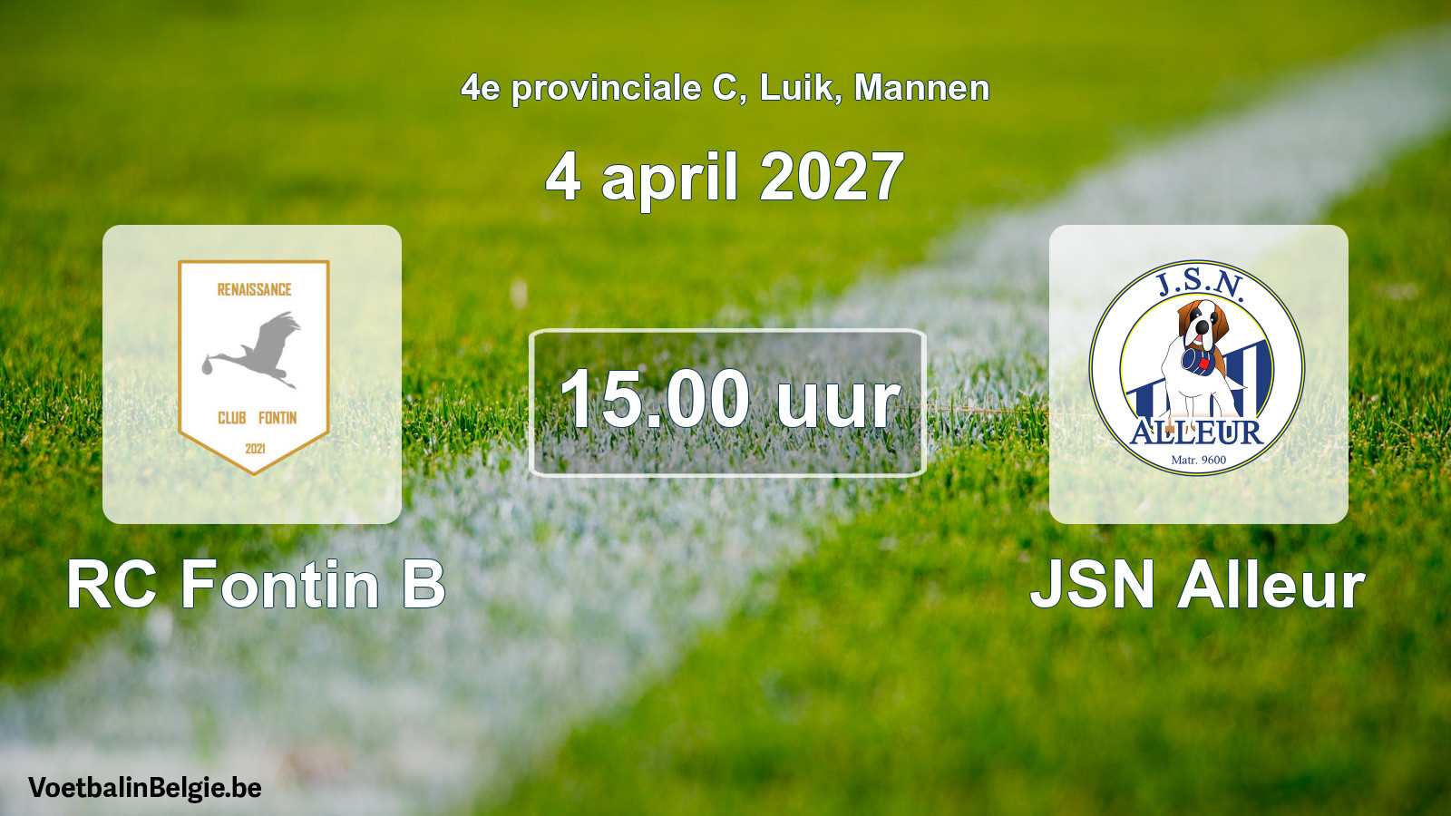 Geplande wedstrijd mannenvoetbal: RC Fontin B - JSN Alleur (4 april 2027)