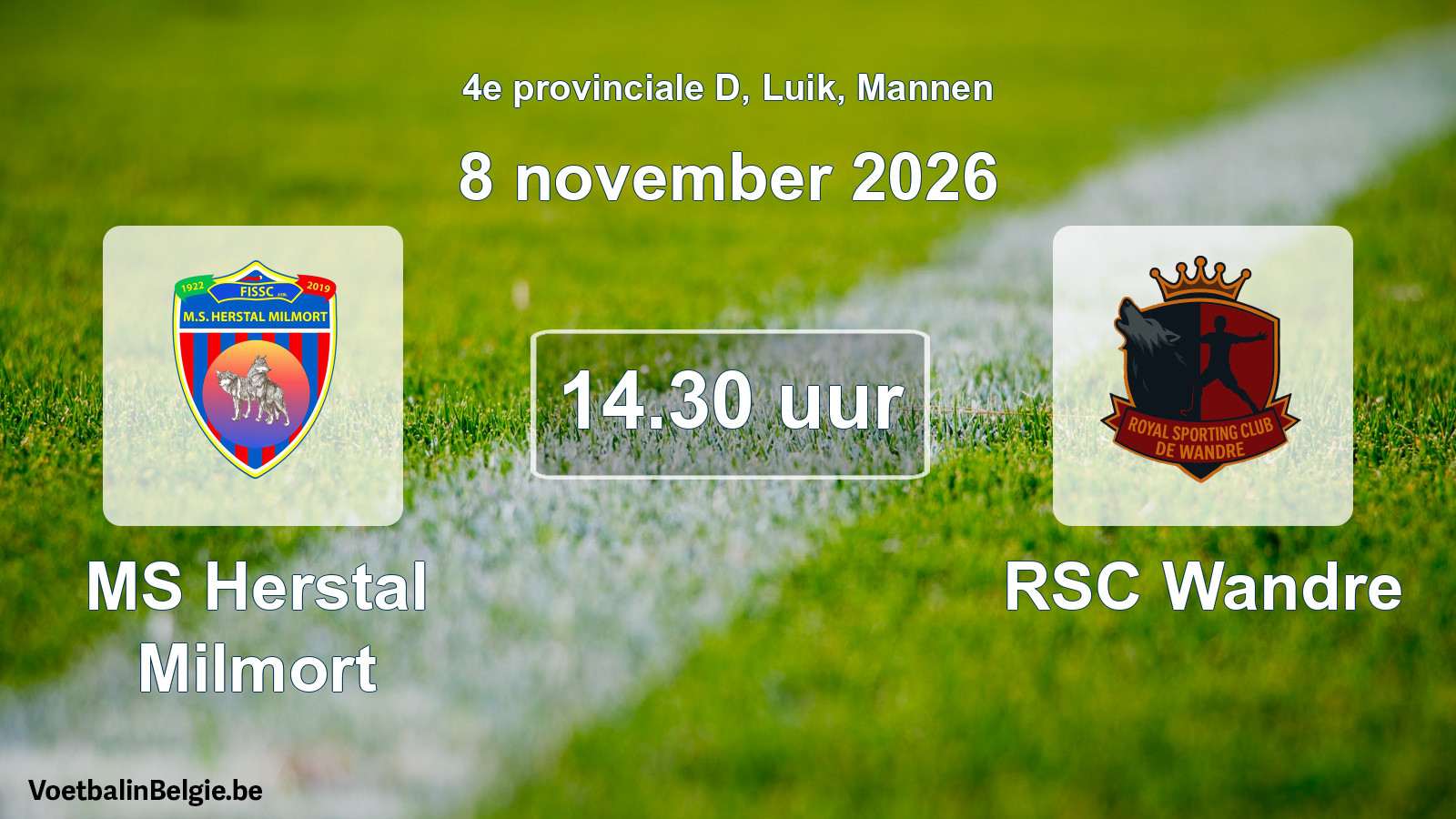 Geplande wedstrijd mannenvoetbal: MS Herstal Milmort - RSC Wandre (8 november 2026)