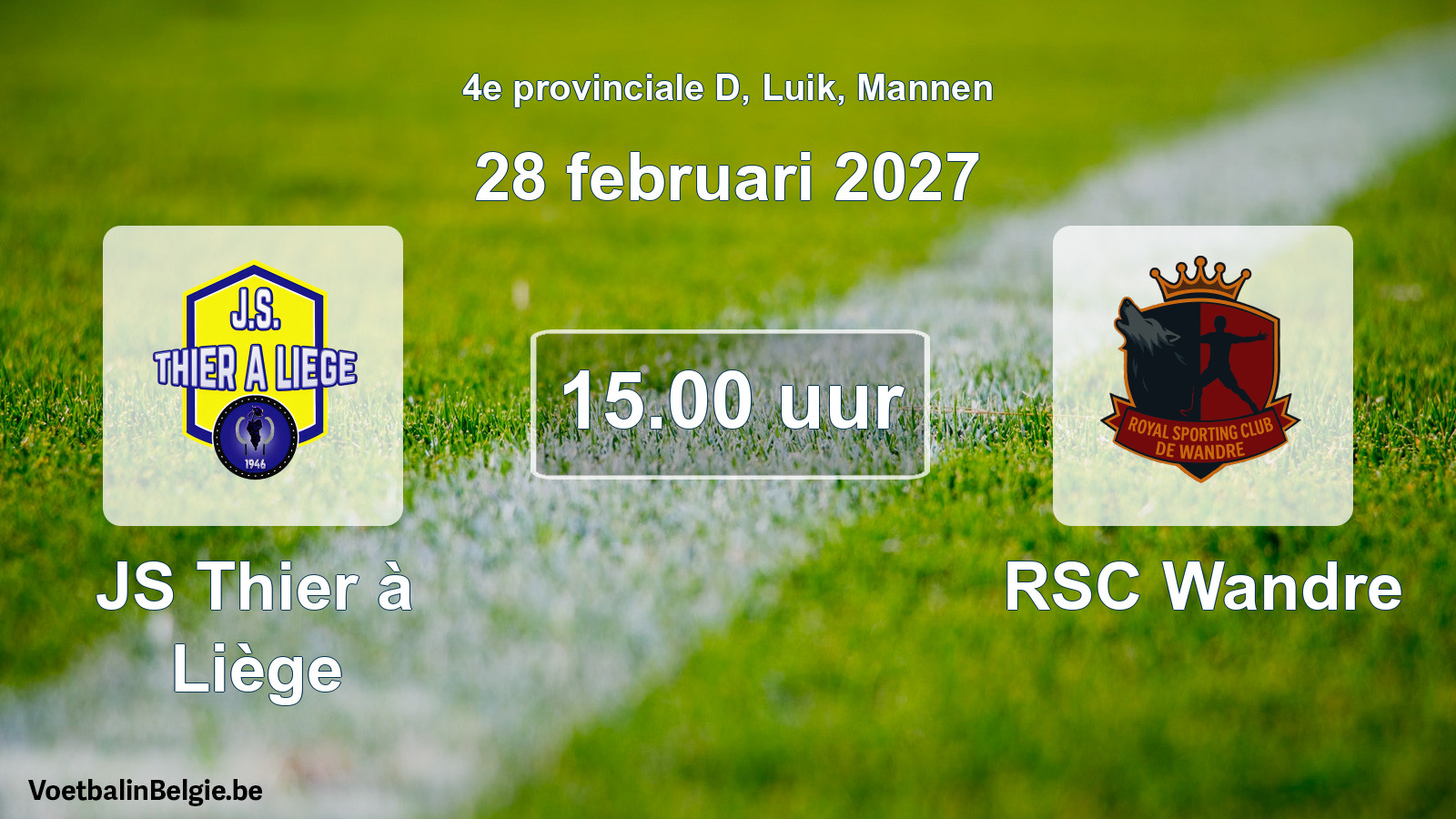 Geplande wedstrijd mannenvoetbal: JS Thier à Liège - RSC Wandre (28 februari 2027)