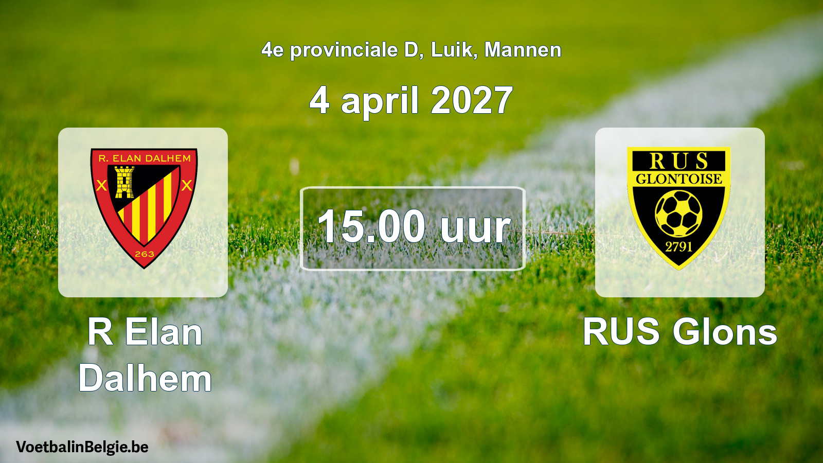 Geplande wedstrijd mannenvoetbal: R Elan Dalhem - RUS Glons (4 april 2027)