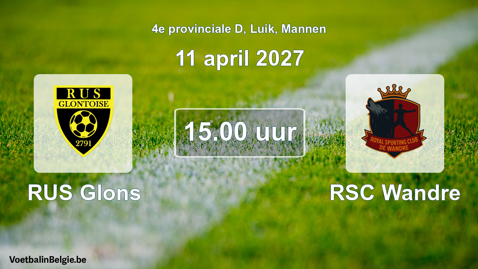 Geplande wedstrijd mannenvoetbal: RUS Glons - RSC Wandre (11 april 2027)
