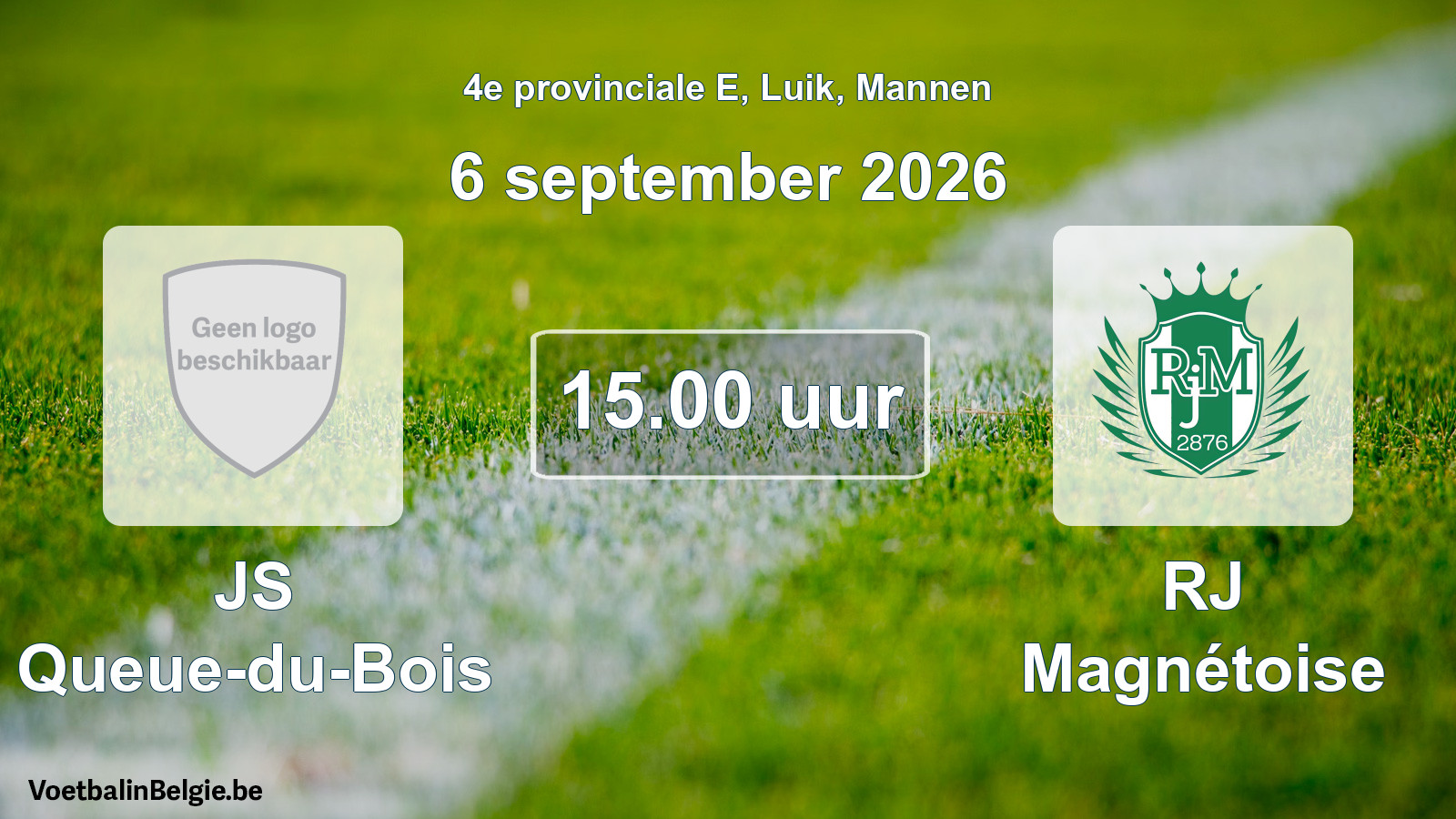 Geplande wedstrijd mannenvoetbal: JS Queue-du-Bois - RJ Magnétoise (6 september 2026)