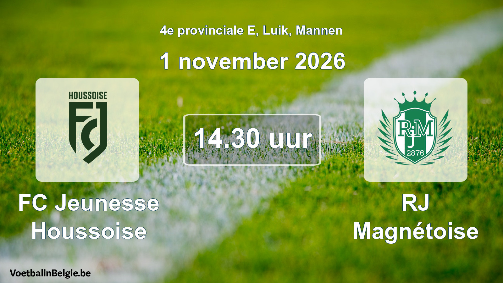 Geplande wedstrijd mannenvoetbal: FC Jeunesse Houssoise - RJ Magnétoise (1 november 2026)