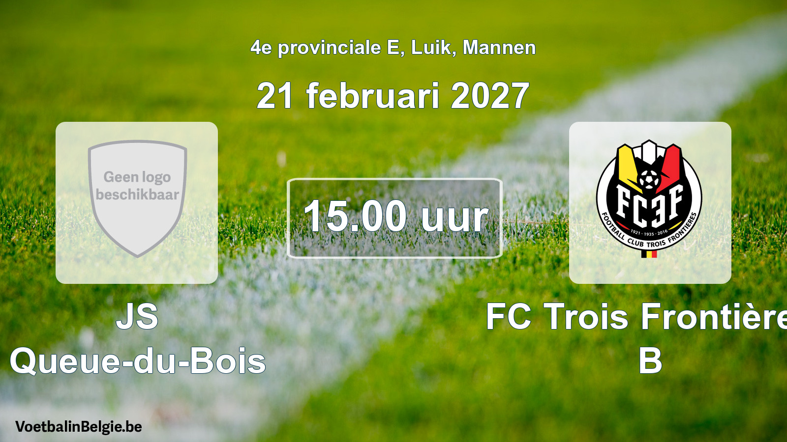 Geplande wedstrijd mannenvoetbal: JS Queue-du-Bois - FC Trois Frontières B (21 februari 2027)
