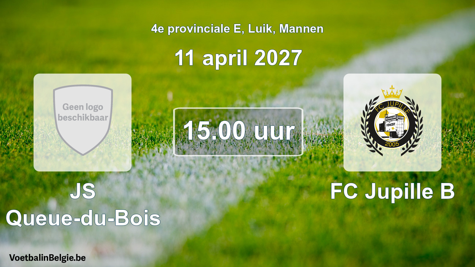 Geplande wedstrijd mannenvoetbal: JS Queue-du-Bois - FC Jupille B (11 april 2027)