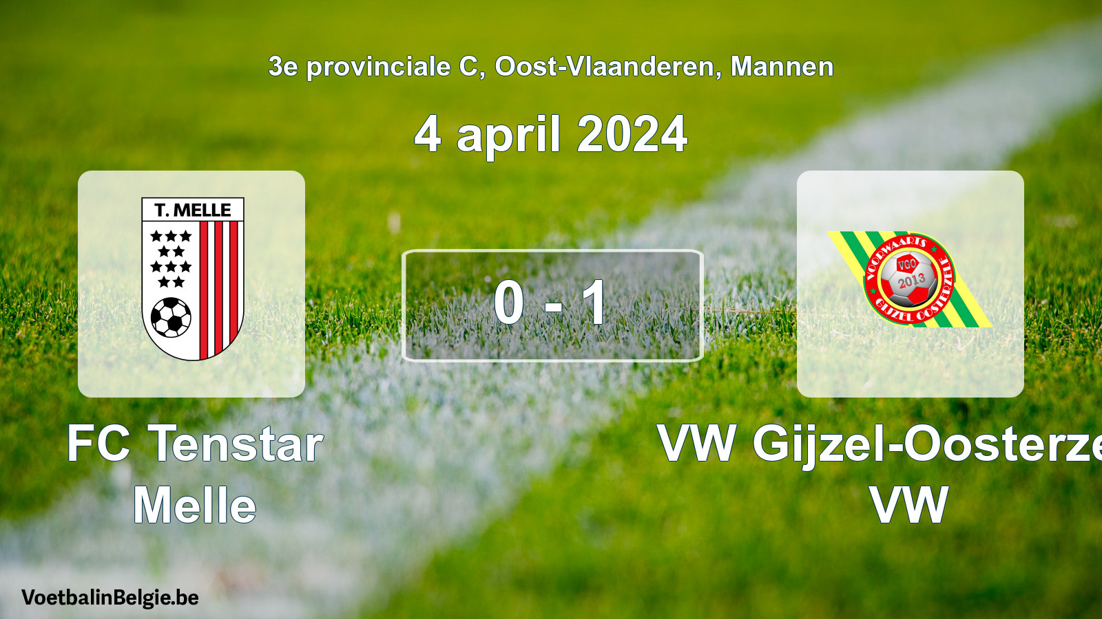 Gespeelde wedstrijd mannenvoetbal: FC Tenstar Melle - VW Gijzel-Oosterzele VW 0 - 1 (4 april 2024)