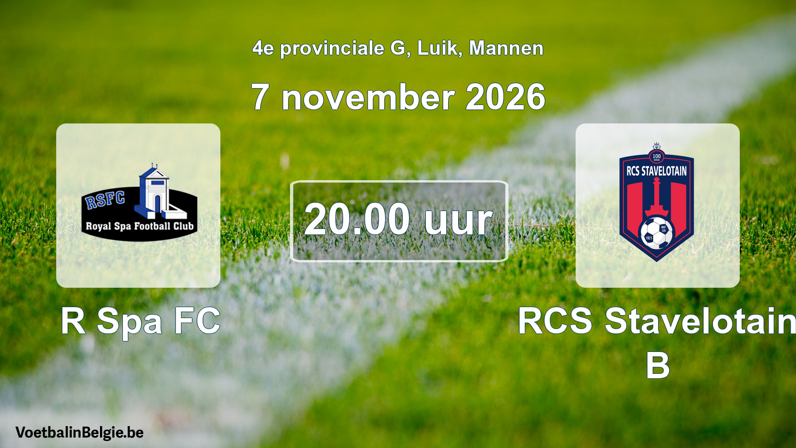 Geplande wedstrijd mannenvoetbal: R Spa FC - RCS Stavelotain B (7 november 2026)