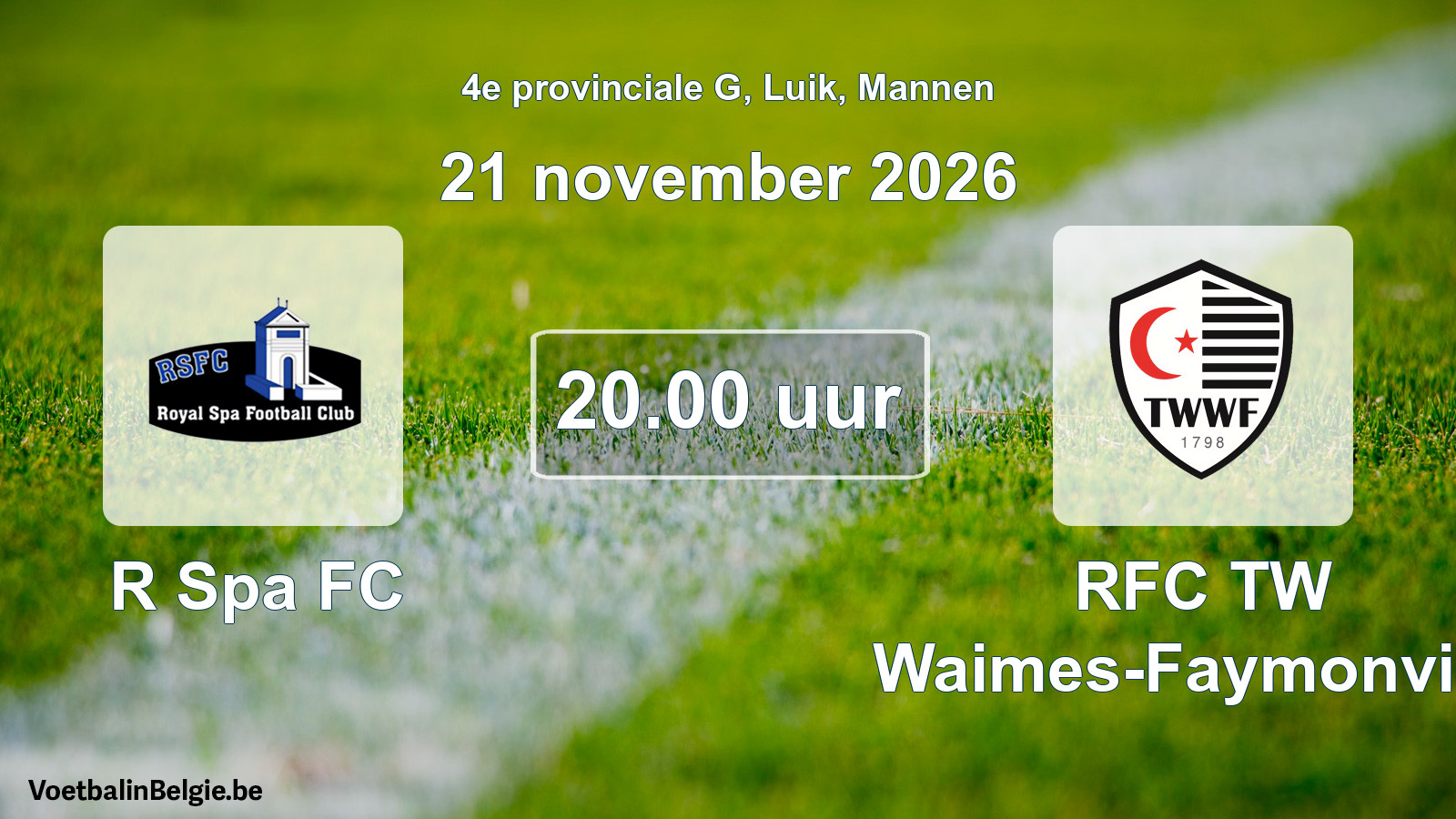 Geplande wedstrijd mannenvoetbal: R Spa FC - RFC TW Waimes-Faymonville (21 november 2026)