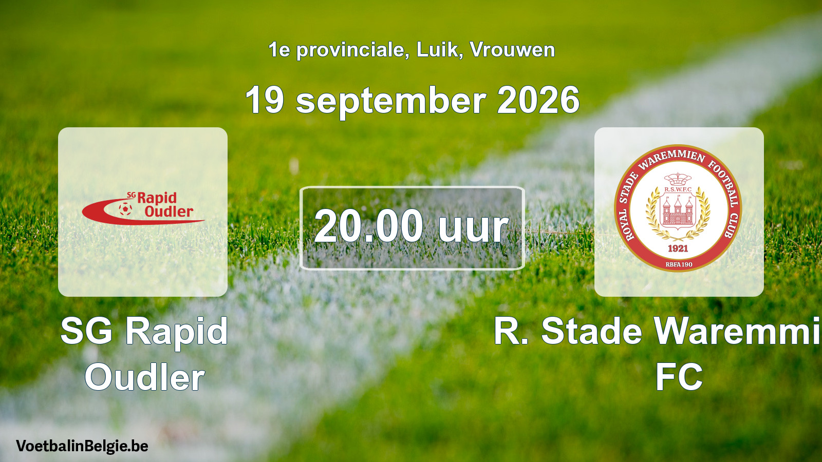 Geplande wedstrijd vrouwenvoetbal: SG Rapid Oudler - R. Stade Waremmien FC (19 september 2026)