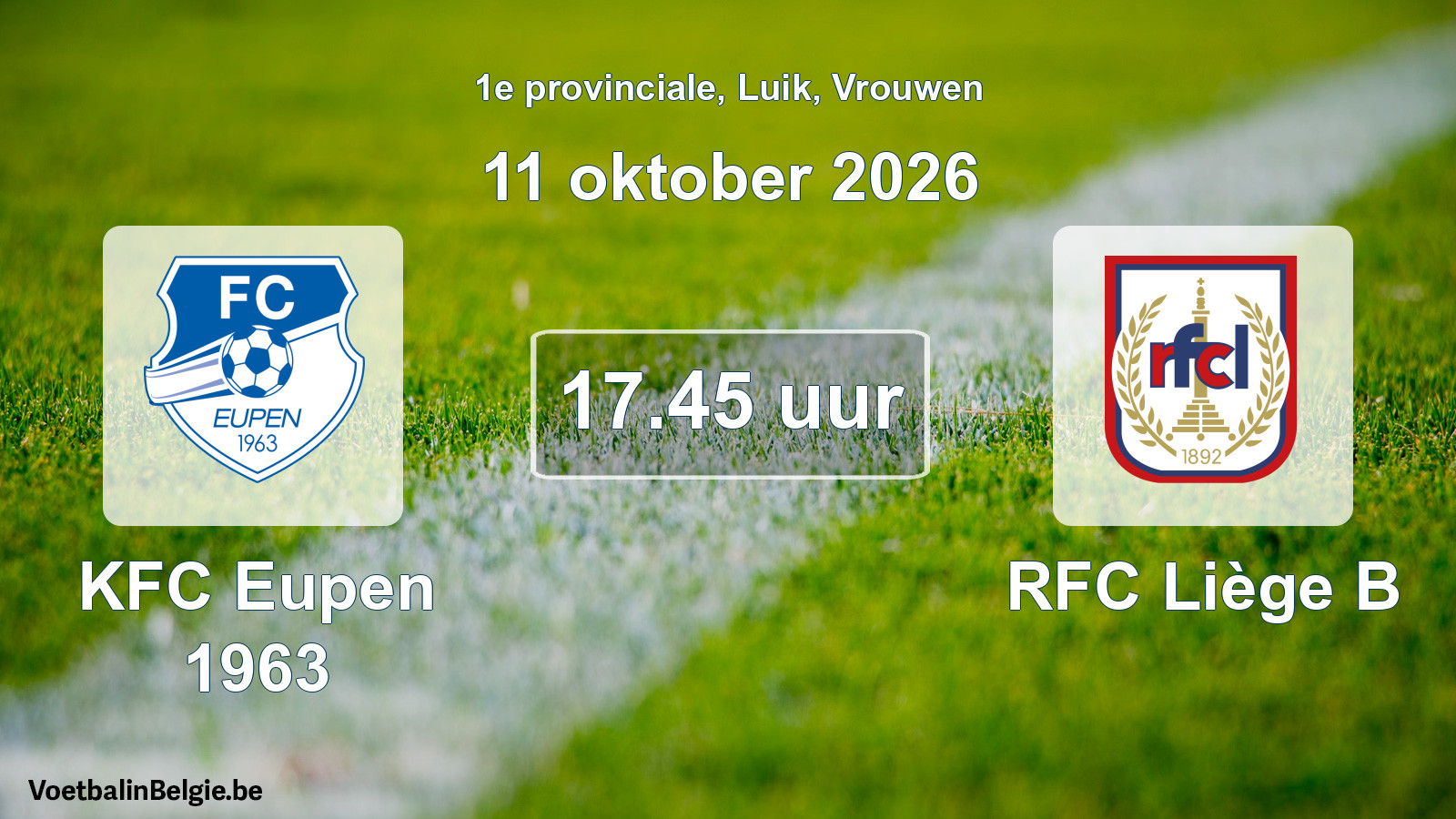 Geplande wedstrijd vrouwenvoetbal: KFC Eupen 1963 - RFC Liège B (11 oktober 2026)