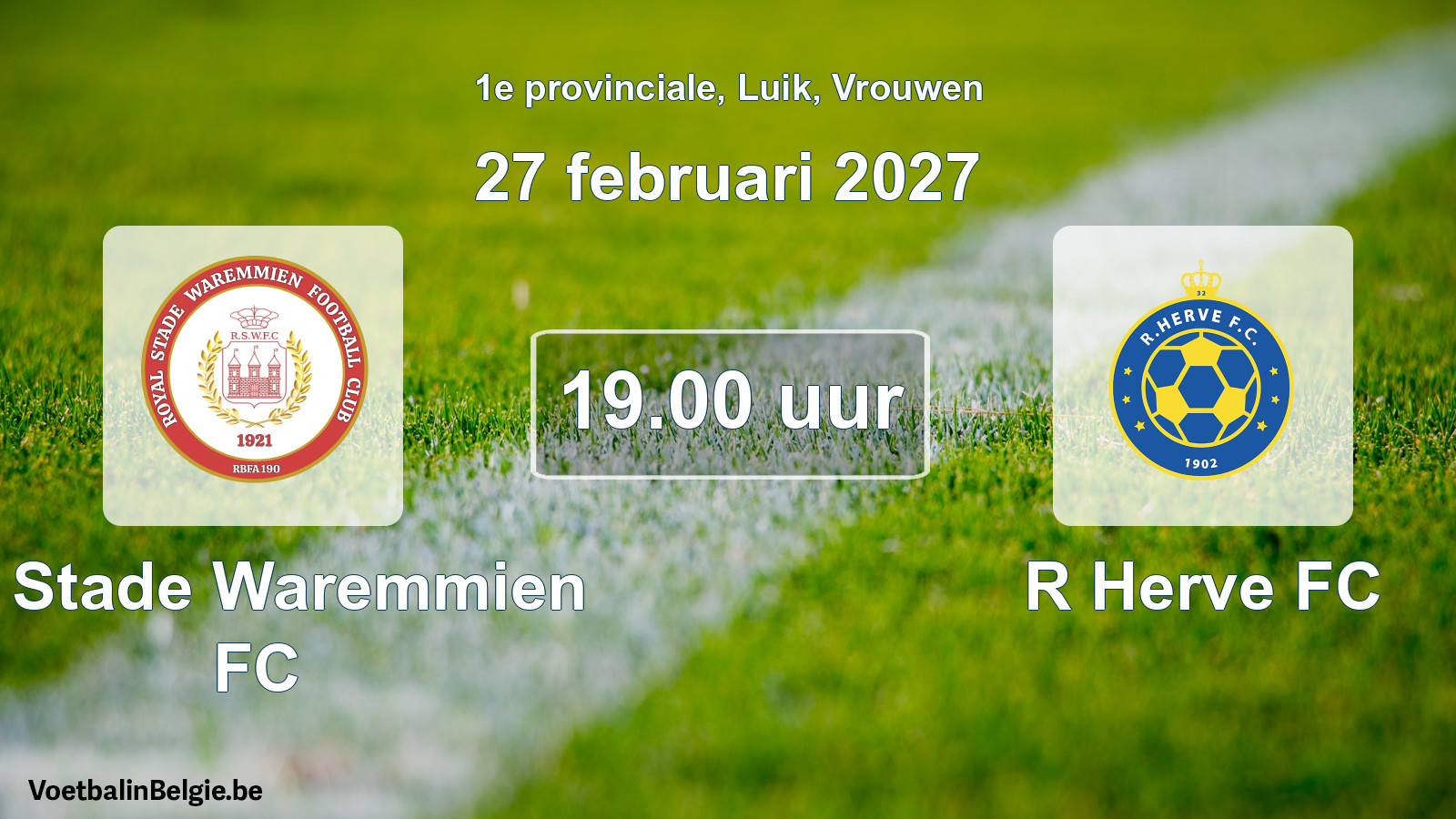 Geplantes Spiel frauen-Fußball: R. Stade Waremmien FC - R Herve FC (27 Februar 2027)